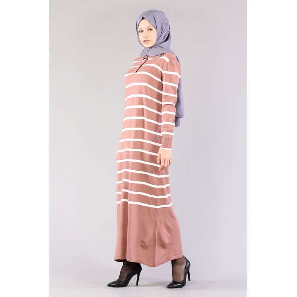 Tekbir 8310 Polo Striped Dress Single