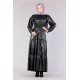 Tekbir  5055 Leather Layered Dress Black