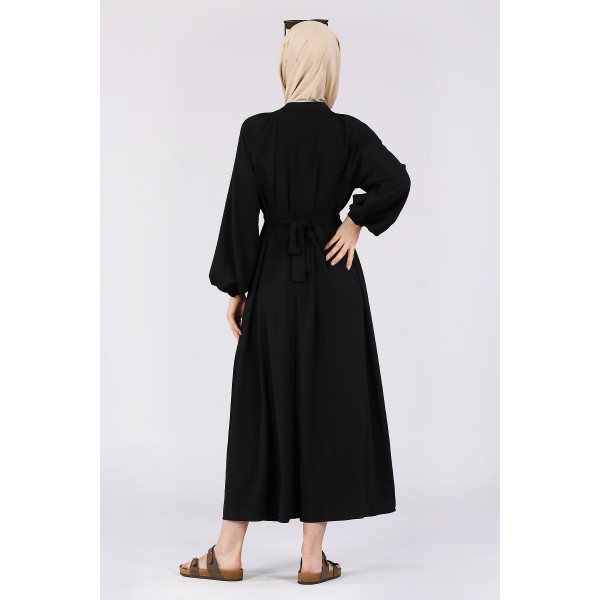 Tekbir Ikoll Tasseled Neck Belted Dress