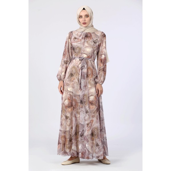 Tekbir Levidor Elastic Sleeve Dyeing Dress