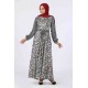 Tekbir Square Pattern Belted Dress