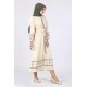 Tekbir  Arrow Embroidered Belted Dress Beige