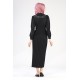 Tekbir Embroidered Collar Dress Black