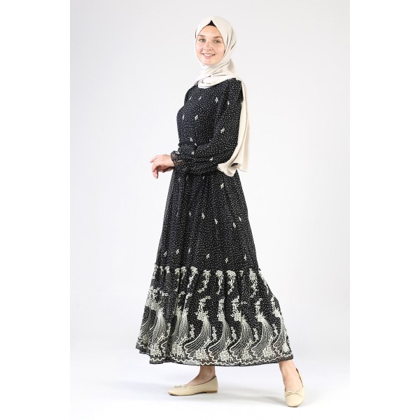 Tekbir Cactus Point Dress Black