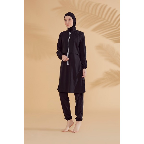 Mayo burkini Marina Basic Black Full Covered Hijab Swimwear M2314