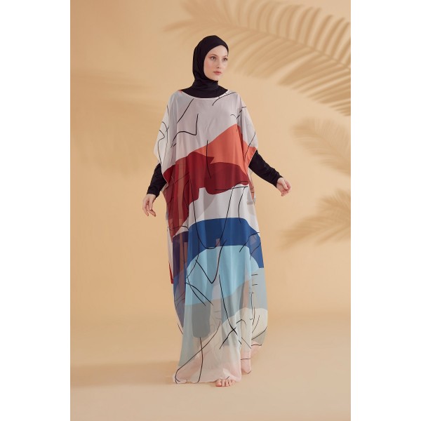 burkini cover Marina Colourful Caftan Kimono Pareo P2340