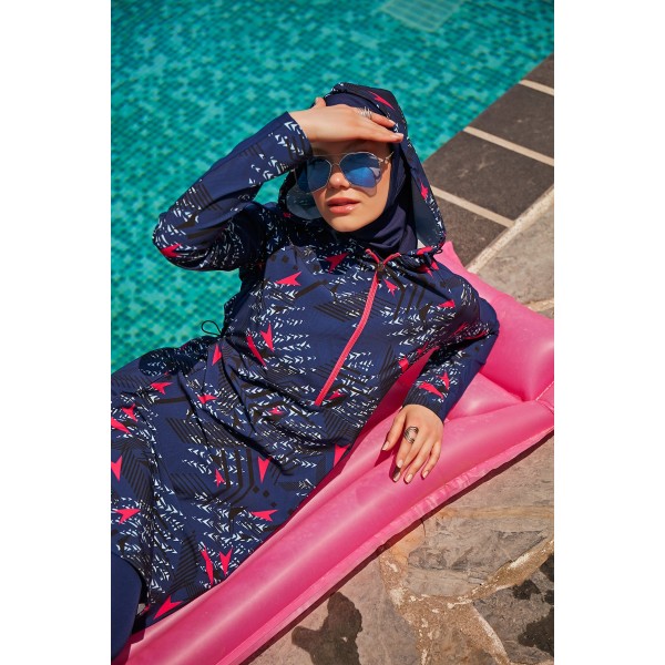 Mayo burkini Marina Parachute Navy Blue Fully Covered Hijab Swimsuit M2328