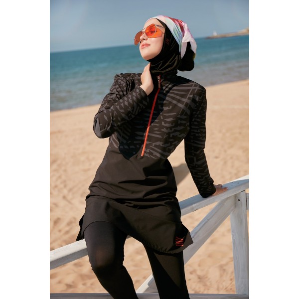 Mayo burkini Marina Parachute Black Fully Covered Hijab Swimsuit M2324