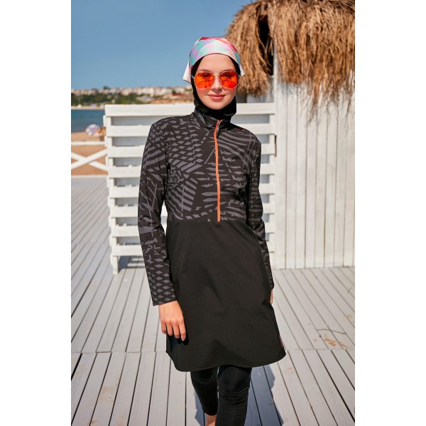 Mayo burkini Marina Parachute Black Fully Covered Hijab Swimsuit M2324