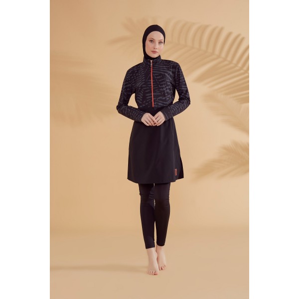 Mayo burkini Marina Parachute Black Fully Covered Hijab Swimsuit M2324