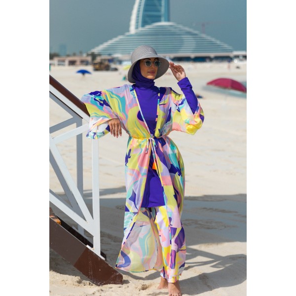 burkini cover Marina Colourful Caftan Kimono Pareo P2332