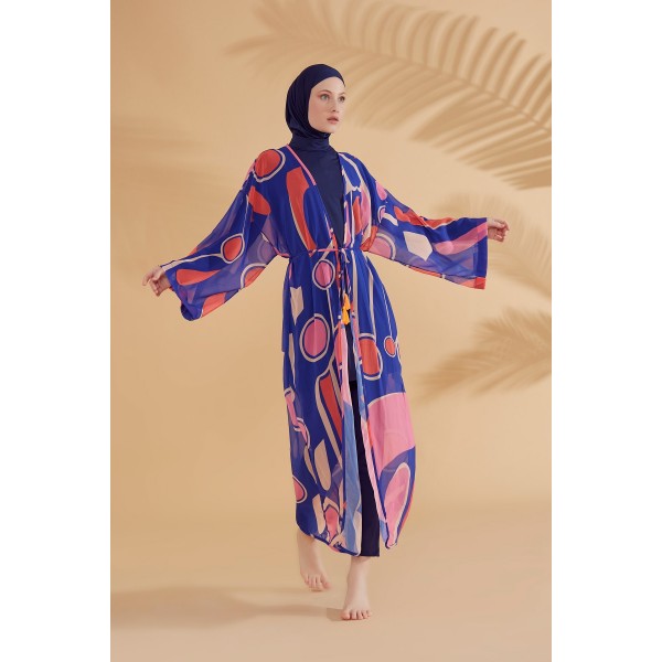 burkini cover Marina Geometric Sax Hijab Swimwear Kimono Pareo P2339 burkini cover Marina Geometric Sax Hijab Swimwear Kimono Pareo P2339
