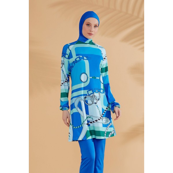 Mayo burkini Marina Patterned Fully Covered Hijab Swimsuit M2315