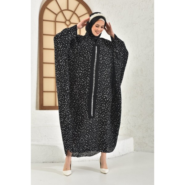 Abaya Striped Pattern Front Garnish Detailed