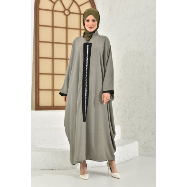 Abaya Striped Pattern Front Garnish Detailed