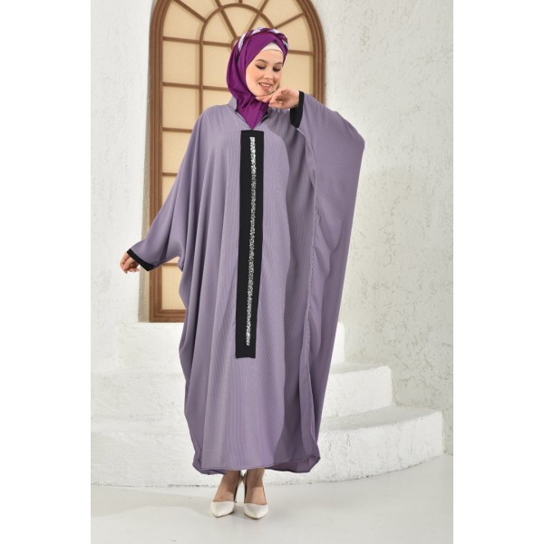 Abaya Striped Pattern Front Garnish Detailed