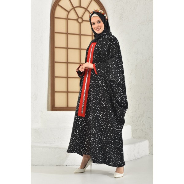 Abaya Striped Pattern Front Garnish Detailed