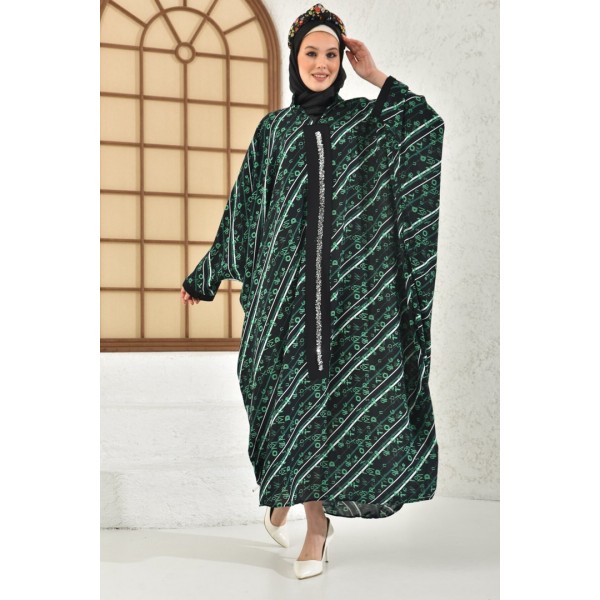 Abaya Striped Pattern Front Garnish Detailed