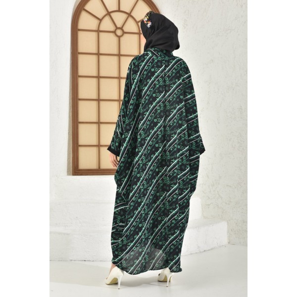 Abaya Striped Pattern Front Garnish Detailed