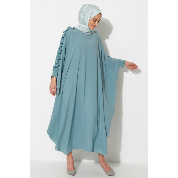 Filizzade Woman Abaya Mint Unlined - Crew neck