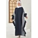 Filizzade Woman Abaya Unlined - Crew neck and Frill Detailed