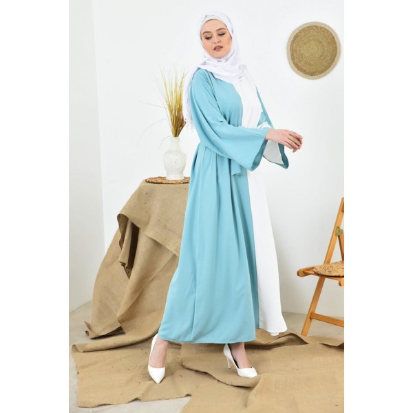 Filizzade Woman Crew neck Belted Loose Abaya