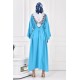 Filizzade Woman Crew neck Belted Loose Abaya