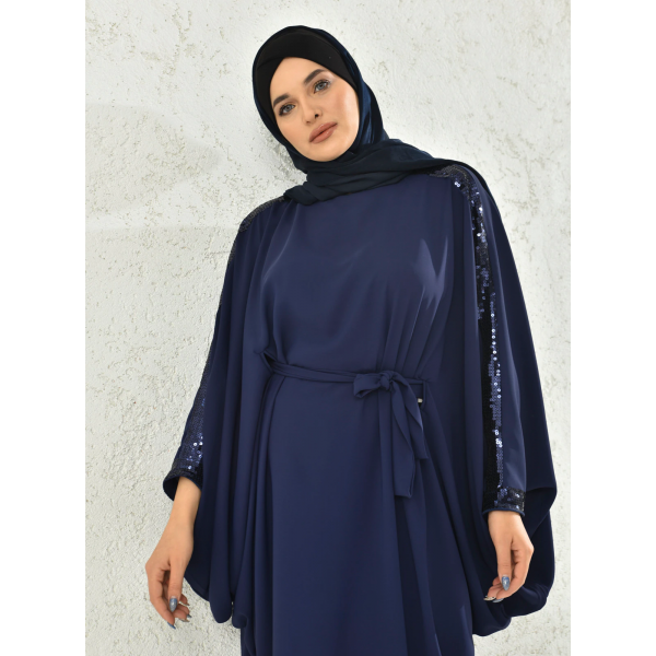 Filizzade Women's unlined abaya with shoulder and arm decoration