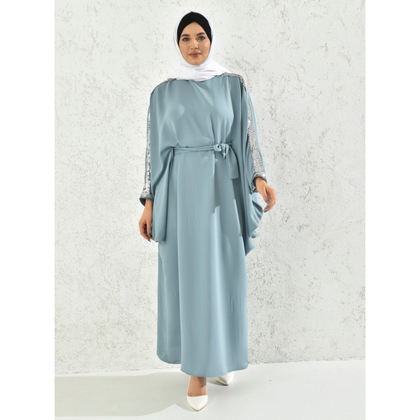 Filizzade Women's unlined abaya with shoulder and arm decoration