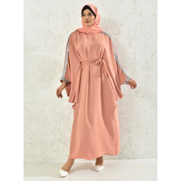 Filizzade Women's unlined abaya with shoulder and arm decoration