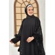 Filizzade Woman Abaya Unlined - Crew neck and Frill Detailed