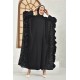 Filizzade Woman Abaya Unlined - Crew neck and Frill Detailed