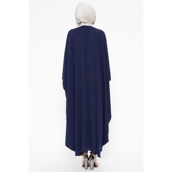 Filizzade Woman abaya Unlined - Crew neck Pearl Detailed