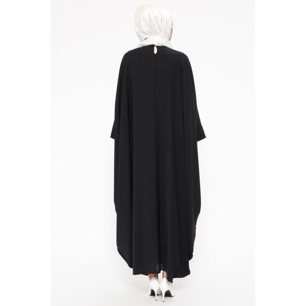 Filizzade Woman abaya Unlined - Crew neck Pearl Detailed