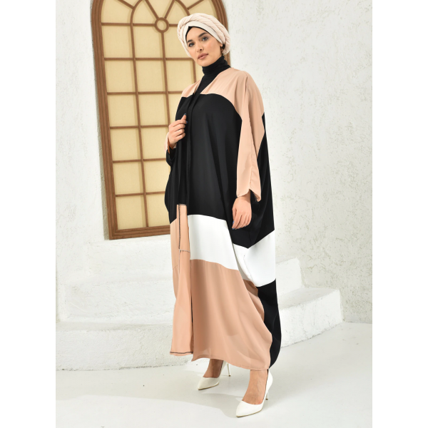 Filizzade Woman abaya Unlined Multi Piece Garnish Abaya