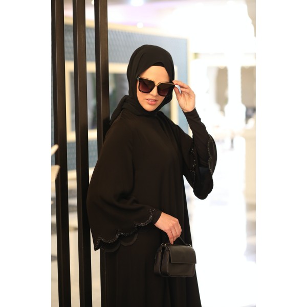 Abaya BLACK SLICE STONE FERRACE Abaya BLACK SLICE STONE FERRACE