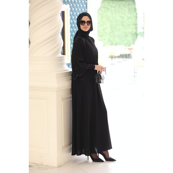 Abaya BLACK SLICE STONE FERRACE