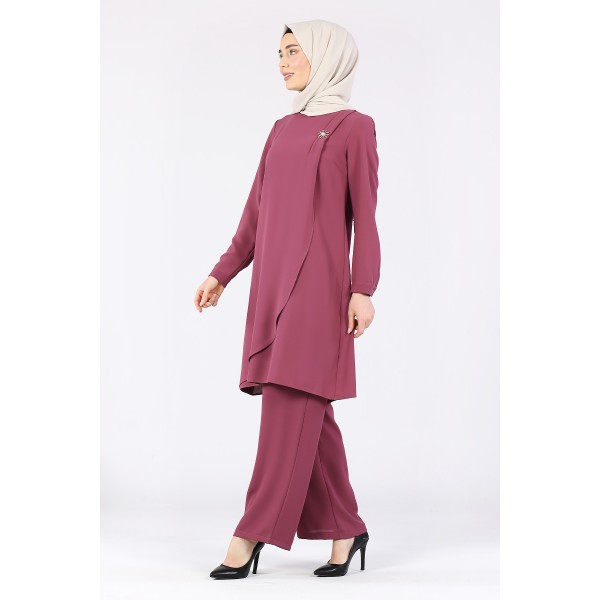 Tekbir Milaj Front Star Brooch Detailed Cape Suit