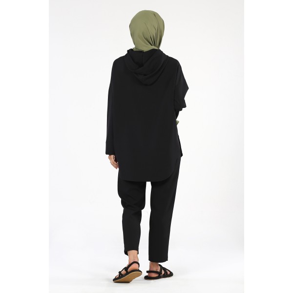 Tekbir Embroidered Snap Snap Suit Black