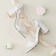 Wedding Shoes Women's Leatherette Chunky Heel Sandals Beach Wedding Shoes With Applique