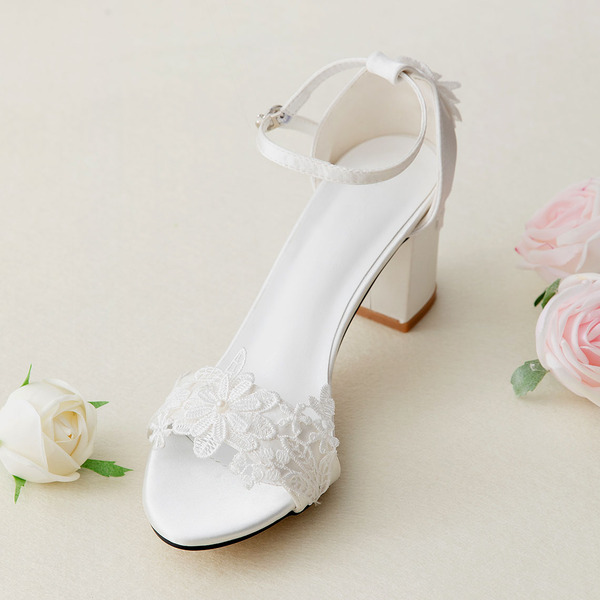 Wedding Shoes Women's Leatherette Chunky Heel Sandals Beach Wedding Shoes With Applique