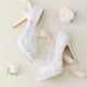 Wedding Shoes Women's Lace Stiletto Heel Peep Toe Platform Sandals