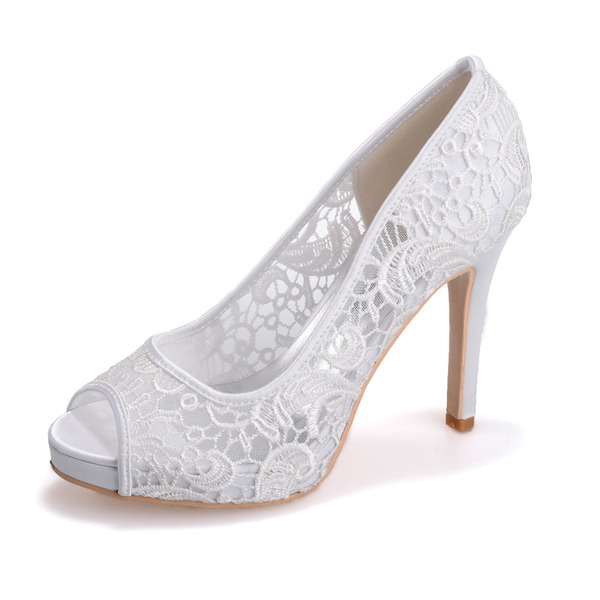 Wedding Shoes Women's Lace Stiletto Heel Peep Toe Platform Sandals