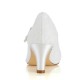Wedding Shoes Women's Silky Satin Chunky Heel Closed Toe Pumps With Stitching Lace