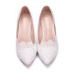 Wedding Shoes Women's Leatherette Low Heel Closed Toe Pumps With Stitching Lace