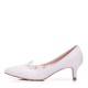 Wedding Shoes Women's Leatherette Low Heel Closed Toe Pumps With Stitching Lace