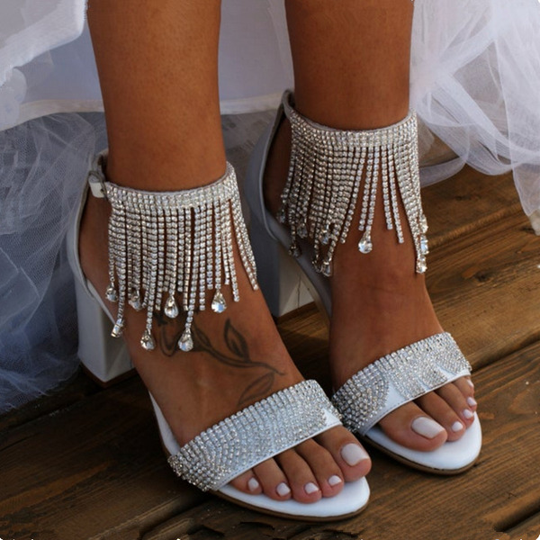 Wedding Shoes Women's Leatherette Chunky Heel Sandals Beach Wedding Shoes 