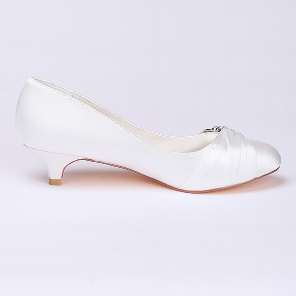 Wedding Shoes Women's Satin Stiletto Heel Closed Toe Pumps With Rhinestone