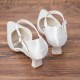 Wedding Shoes Women's Satin Chunky Heel Closed Toe Pumps