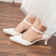 Wedding Shoes Women's Satin Chunky Heel Closed Toe Pumps